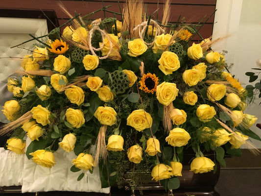 Yellow Rose Casket Spray